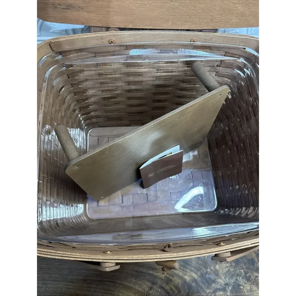 Longaberger Large Picnic Basket w/Liner, Riser Swing Lid & 2Handles Handmade US